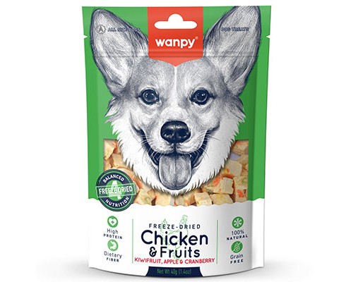 Wanpy Dog Сублимированное лакомство для собак Курица и фрукты, 40 г