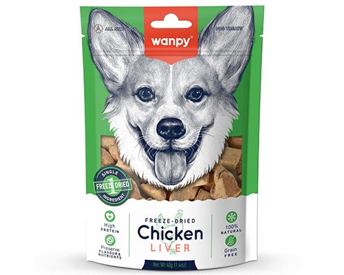 Wanpy Dog Сублимированное лакомство для собак Куриная печень 40 г